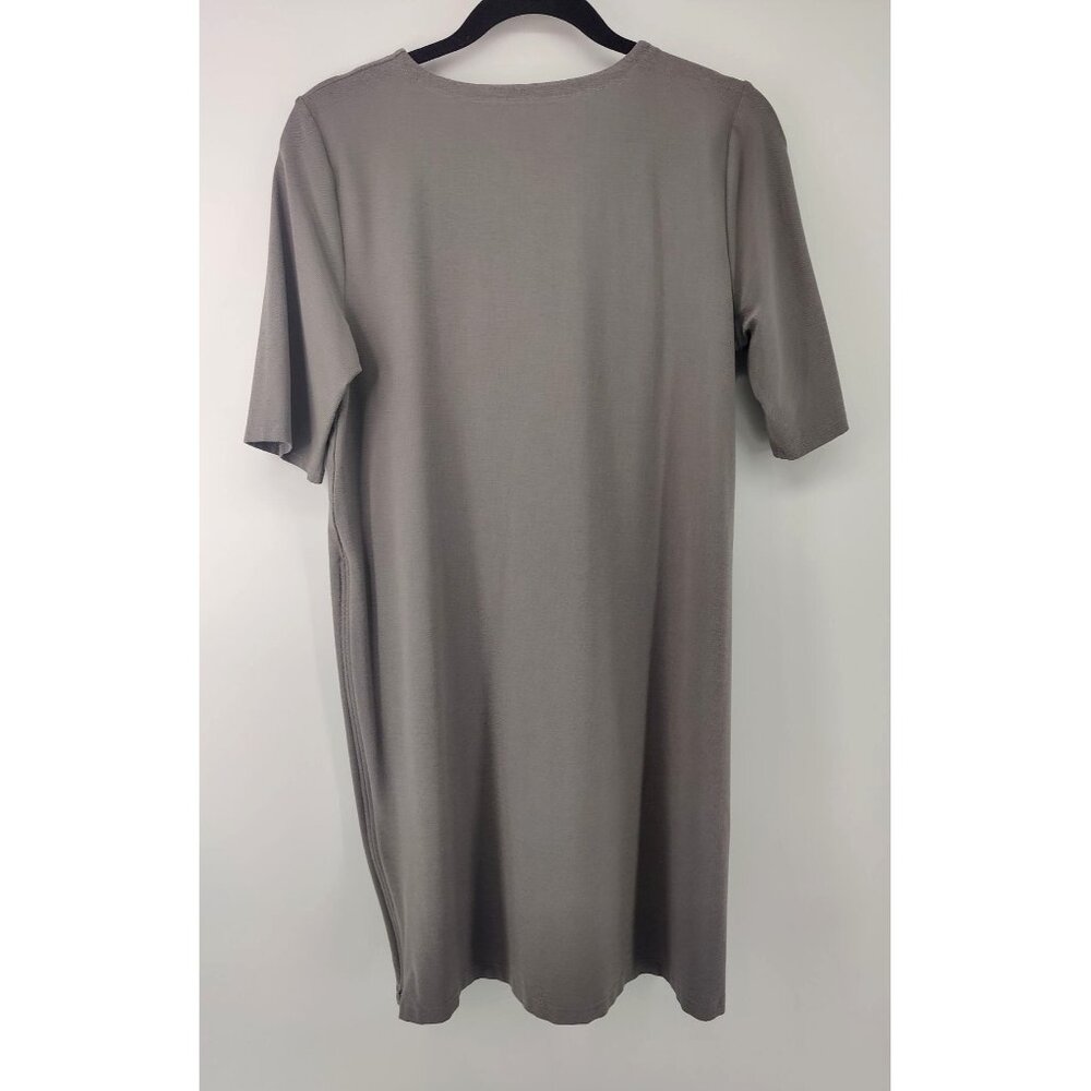 Eileen Fisher Gray Side Zip Tunic Dress Short Sleeve Size M - Picture 7 of 9